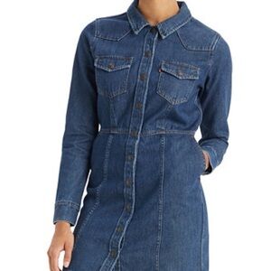 Levi's Blue Long Sleeve Denim Dress